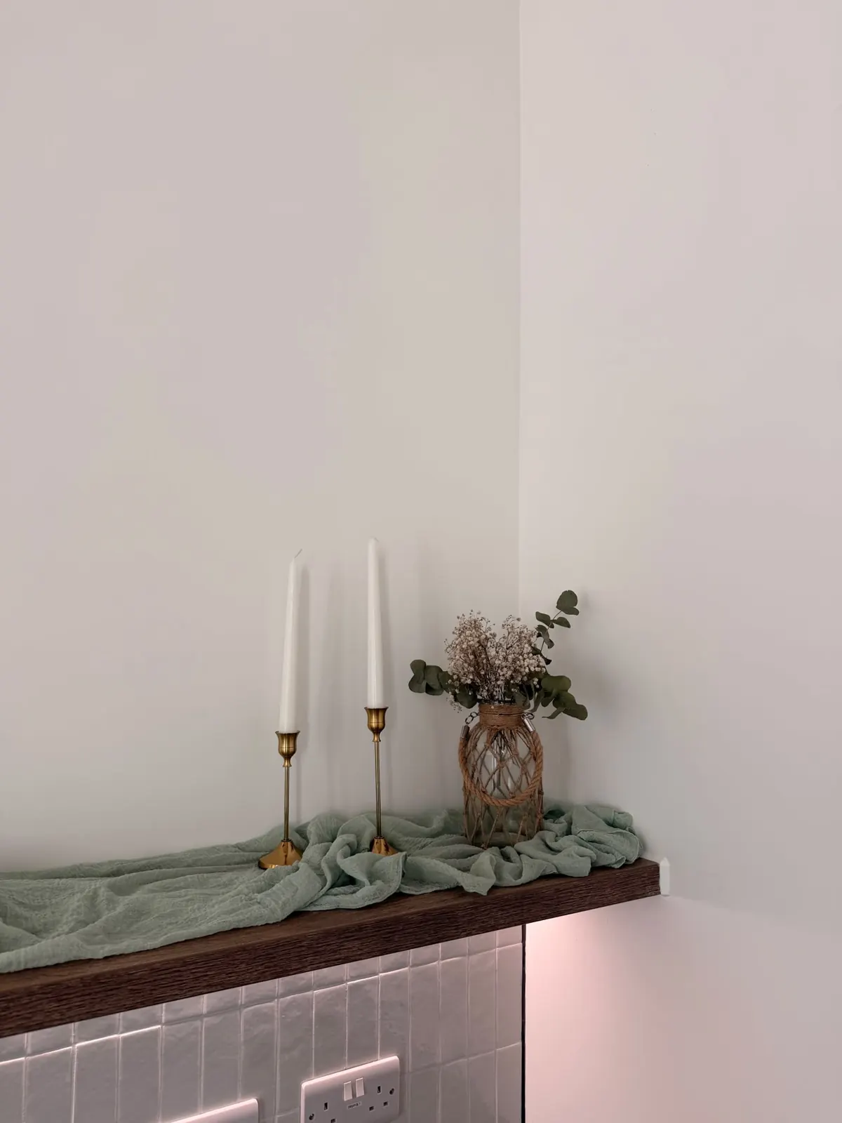 Candles on the studio shelf